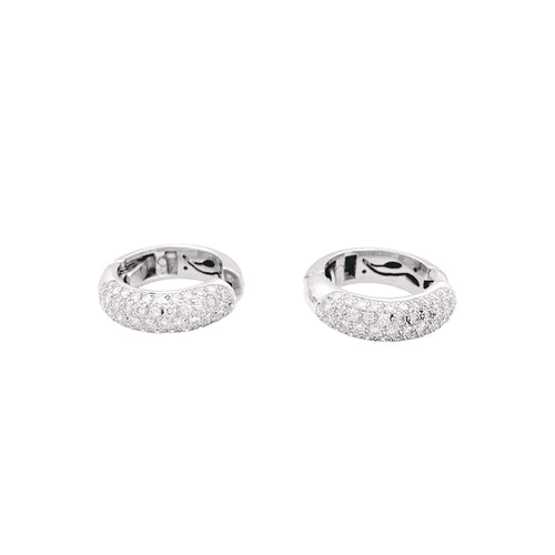 Boucles d'oreilles Boucles d’oreilles créoles en or blanc 750 pavées de diamants 58 Facettes 34514