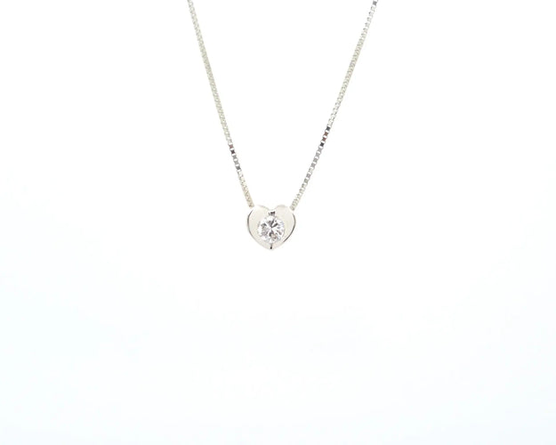 Collier Collier point de lumière cœur en or blanc 18 carats et diamant 0,24 ct 58 Facettes 13247