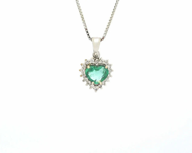 Collier Collier - Pendentif cœur émeraude de Zambie 0,50 ct et diamants 58 Facettes 11395