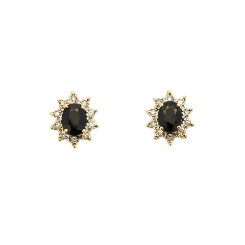 Boucles d'oreilles Clous d'oreilles Marguerite Saphirs Diamants 58 Facettes 230436