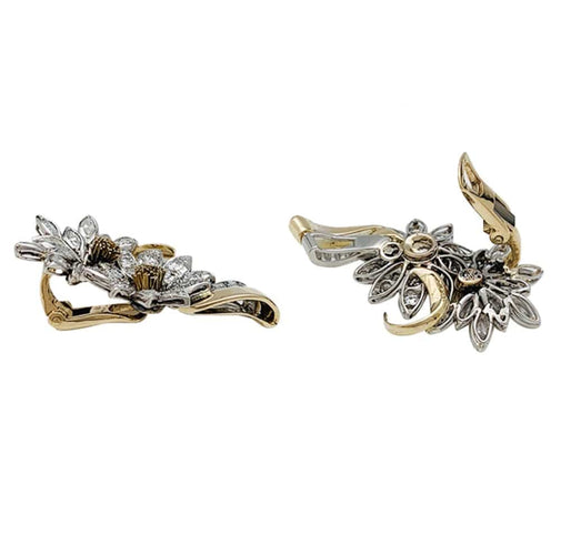 Boucles d'oreilles Edelweiss - Boucles d’oreilles clip en or jaune, platine et diamants 58 Facettes 29984