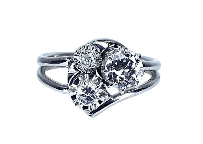 Bague 52 Bague or blanc sertie  de 3 diamants 58 Facettes AB450