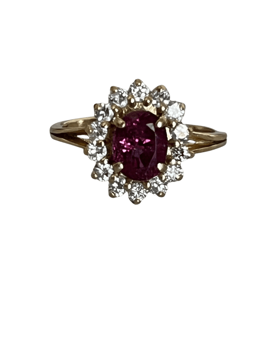 Bague 48 Bague Marguerite Or Jaune Rubis Diamants 58 Facettes LOT 6161