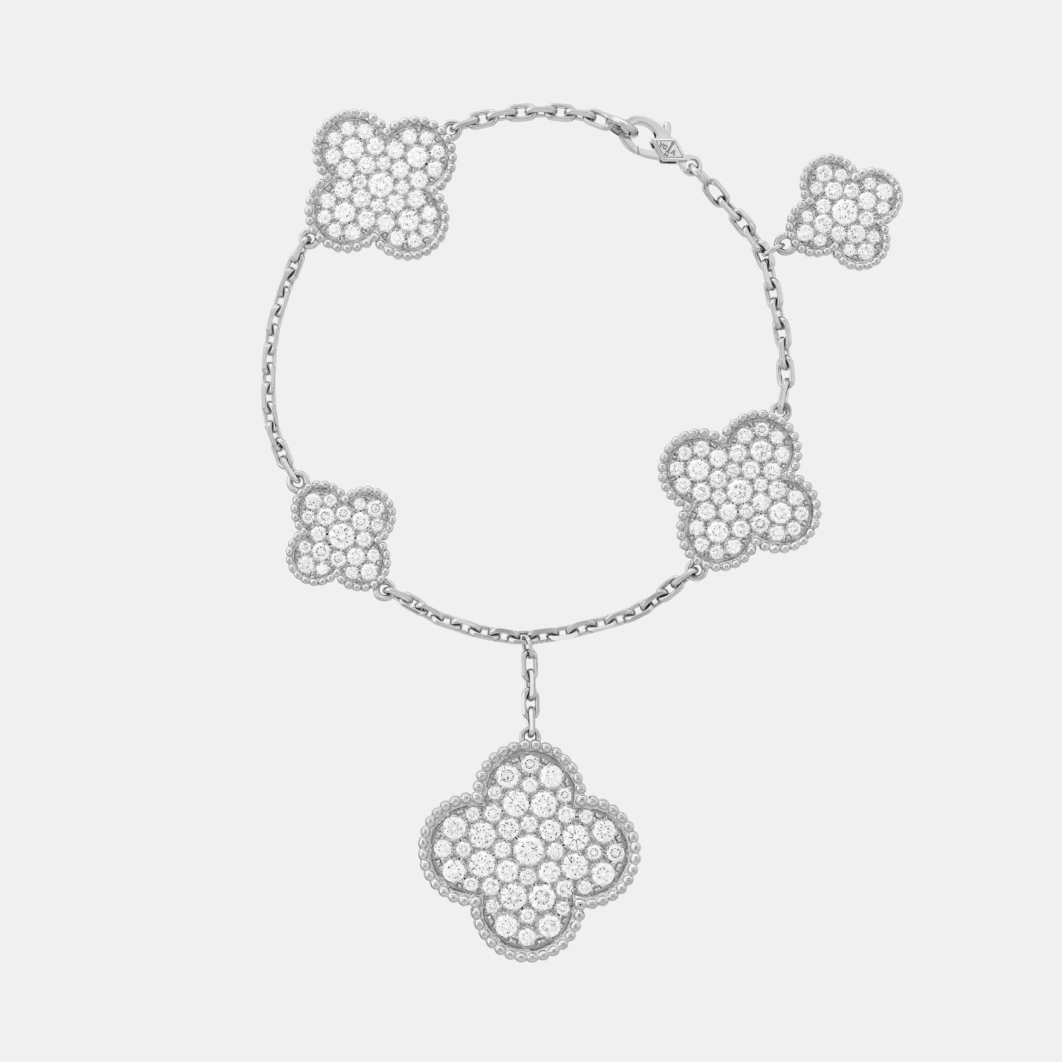 Bracelet Magic Alhambra Or blanc Diamant 5.64ct 5 motifs