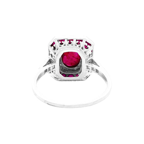 Bague 54 Bague en platine et or jaune 18K sertie rubis et diamants 58 Facettes 34919