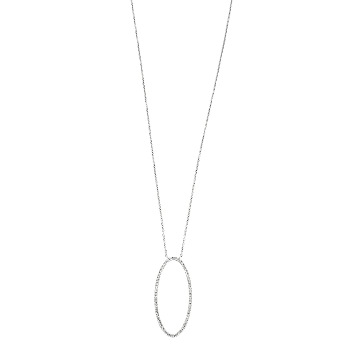 TIFFANY & Co-METRO- Pendentif ovale en or blanc et diamant