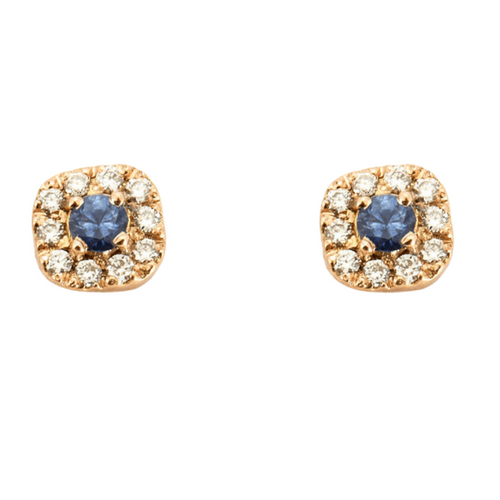 Boucles d'oreilles Boucles d'oreilles or rose 18 carats sertie de diamants et saphir 58 Facettes