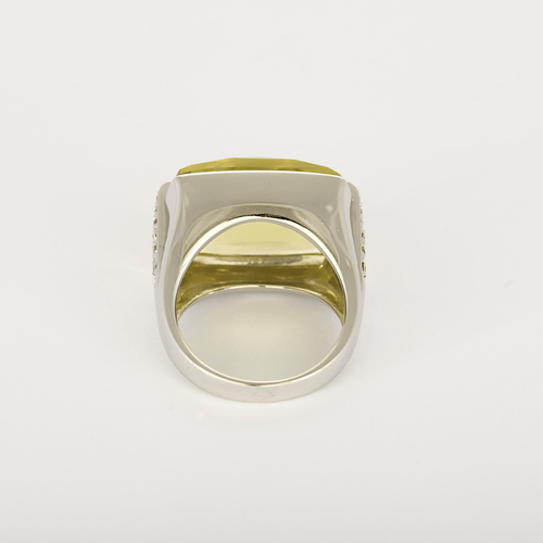 Bague 53 Bague cocktail or 14K quartz lemon et diamants 58 Facettes DV16843-4-53-2
