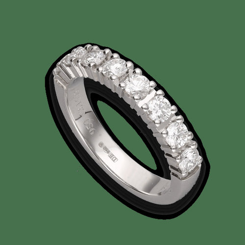 Bague 48 De Beers - Demi-alliance en platine avec 8 diamants 0,62 ct, taille 48 58 Facettes FB08399