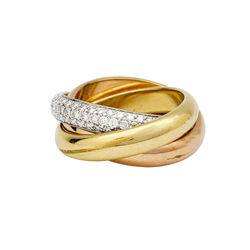 Bague 48 Cartier Trinity - Bague classique en trois ors et diamants 58 Facettes 32387