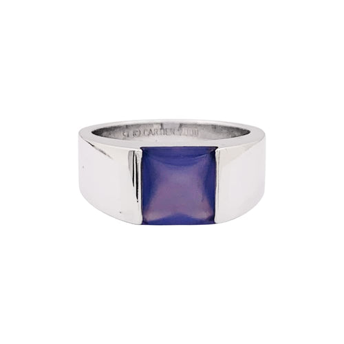 Bague 54 Cartier Tank - Bague en or blanc et calcédoine 58 Facettes 35172