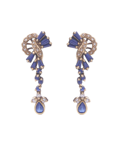 Boucles d'oreilles Blue Hippocampe - Boucles d'oreilles pendantes en or jaune 18K saphirs et diamants 58 Facettes BO210103/BLUEHIPPOCAMPE