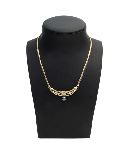 Collier Collier en or jaune 18K avec perle de culture et diamants 58 Facettes BO220015/COLLIERDETAHITI