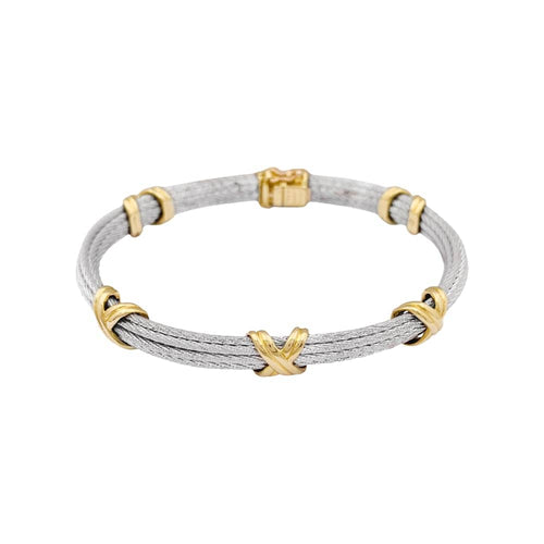 Bracelet Fred Force 10 - Bracelet en or jaune 750 et acier 58 Facettes 34854