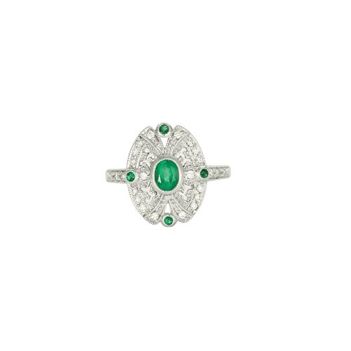 Bague 53 Bague style Art Déco émeraudes diamants 58 Facettes