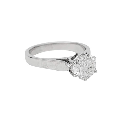 Bague 57 Solitaire - Bague en or blanc 750 avec diamant taille brillant 1,59 ct 58 Facettes 30745