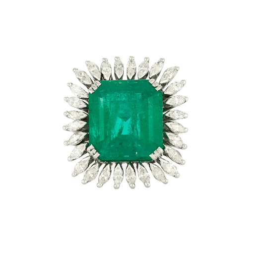 Ring 53 13 carat Colombian Emerald Marguerite Ring 58 Facettes