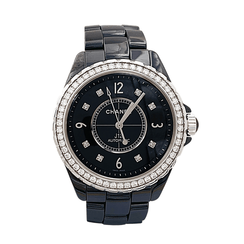 Montre Chanel J12 - Montre en céramique noire avec diamants 58 Facettes 34270