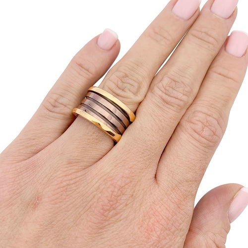 Bague 51 Bulgari B.Zero1 - Bague bandeau en or rose et cermet 58 Facettes 35003