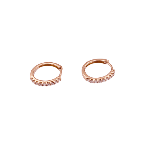 Boucles d'oreilles Créoles en or rose 750 serties de diamants taille brillant 58 Facettes 34971