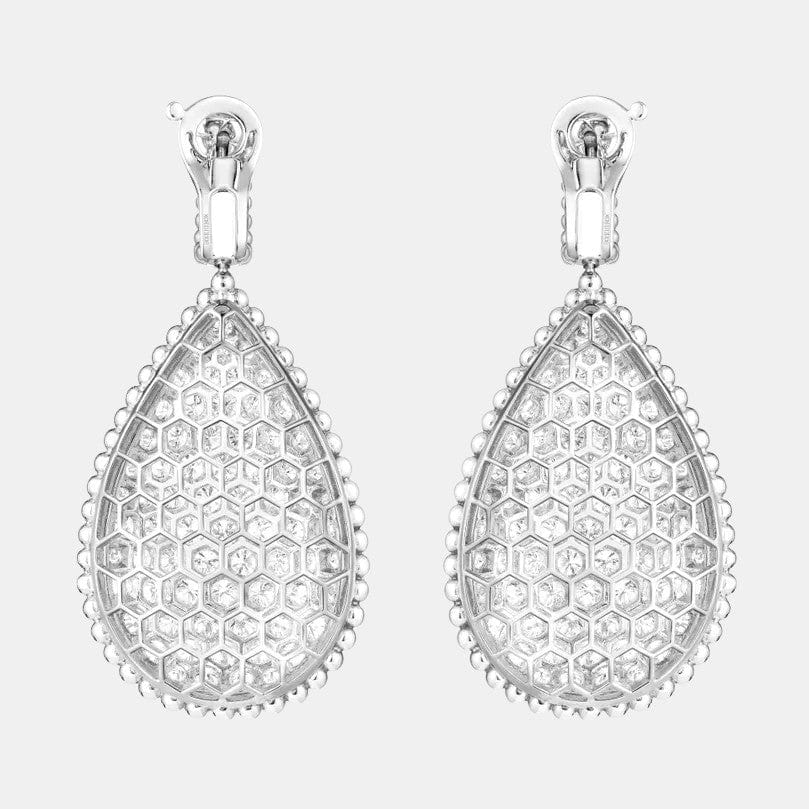 Boucles d'oreilles Serpent Bohème Or blanc, Diamant 9.44ct, XL Motif