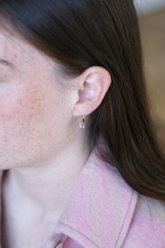 Boucles d'oreilles Boucles d’oreilles dormeuses en or jaune 18kt, platine et diamants 0,30 ct 58 Facettes