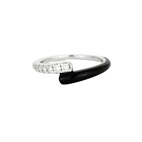 Bague 54 Bague or blanc céramique noire 58 Facettes 3131752