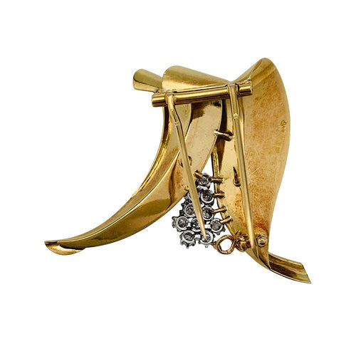 Broche Fontana - Broche en or jaune 750/000 et platine 950/000 avec diamants 58 Facettes 30245