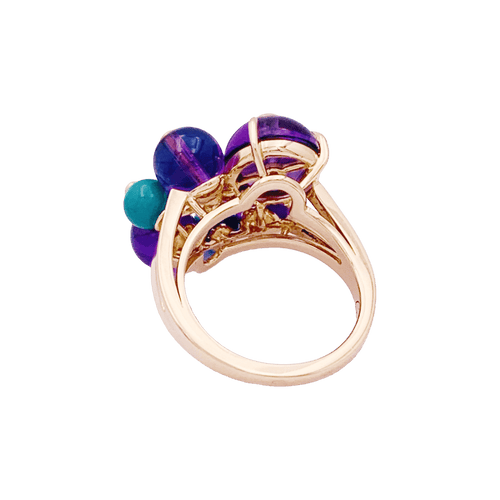 Bague 53 Cartier Délices de Goa - Bague en or rose avec diamant, turquoises et améthystes 58 Facettes 34811