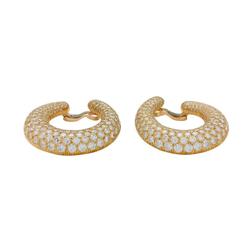 Boucles d'oreilles Cartier - Boucles d’oreilles créoles en or jaune 750 et diamants 58 Facettes 29012