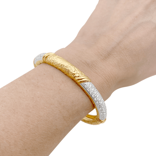 Bracelet Van Cleef & Arpels - Bracelet jonc ouvrant en or jaune et diamants 58 Facettes 34382