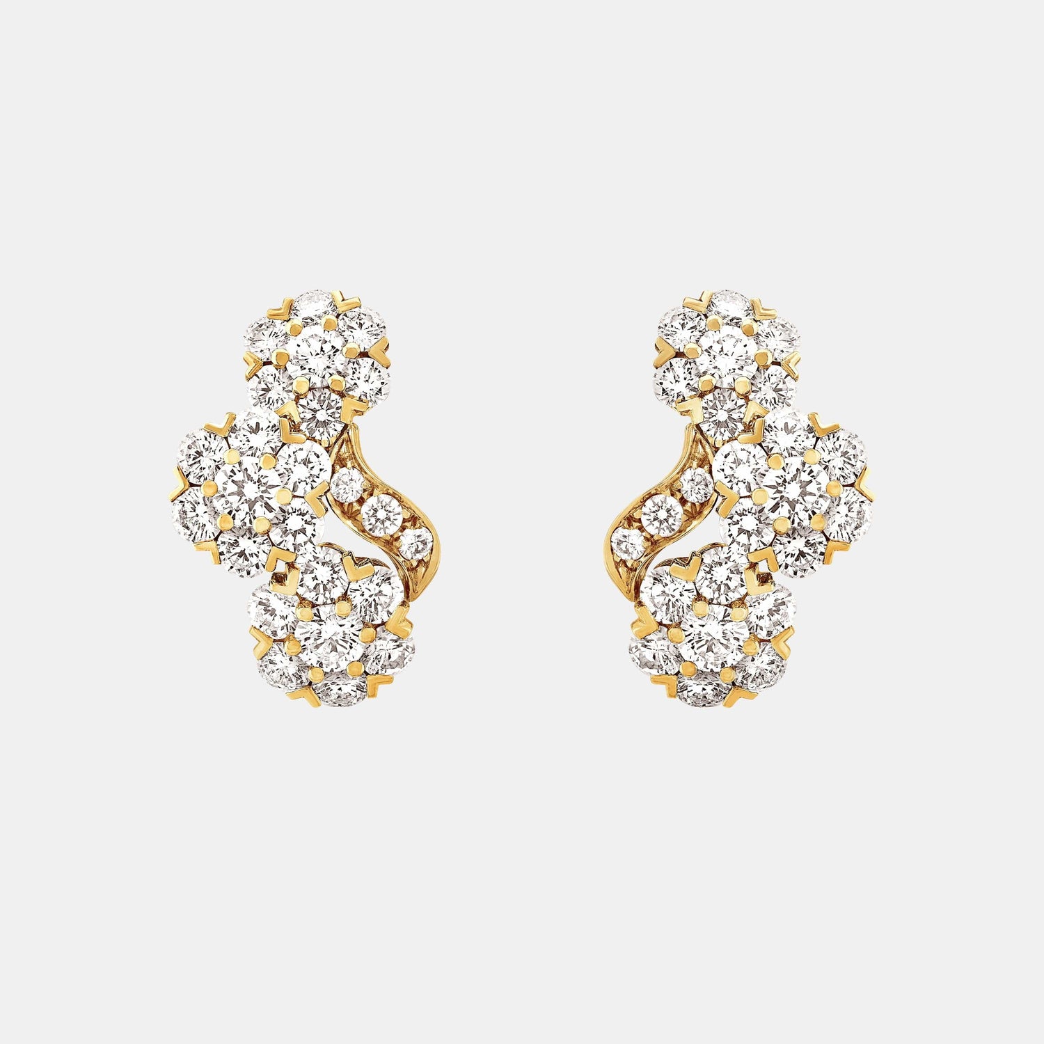 Boucles d'oreilles Snowflake Or jaune Diamant 3.9ct