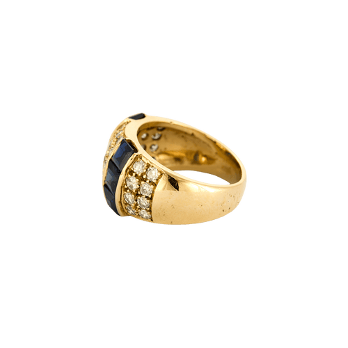 Bague 53 Bague jonc en or jaune 18 carats, diamants et saphirs calibrés 58 Facettes BO/240025/