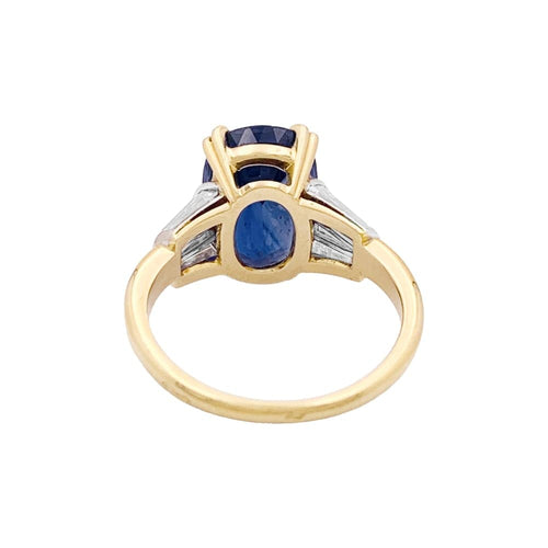 Bague 56 Bague saphir 5,86 ct et diamants en or jaune et platine 58 Facettes 34920