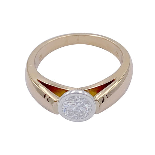 Bague 54 Bague solitaire en or jaune et platine avec diamant 58 Facettes 32407
