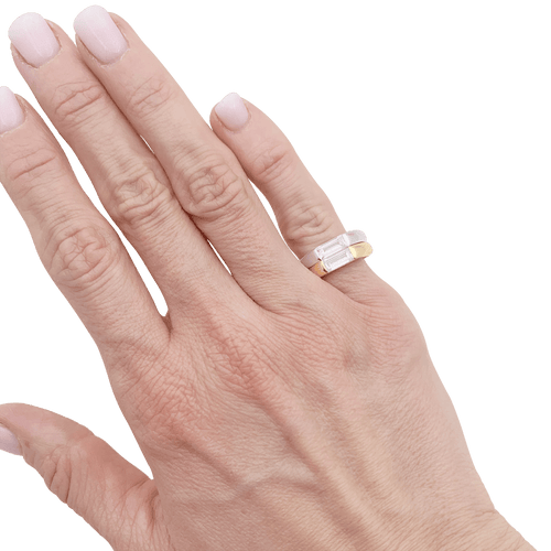 Bague 48 Bague deux ors 750 sertie de diamants taille baguette 58 Facettes 34457
