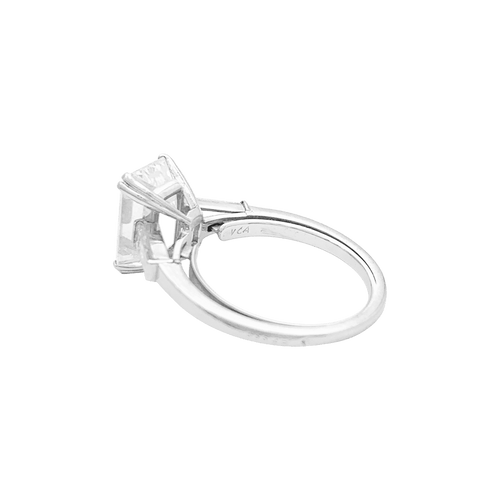 Bague 55 Van Cleef & Arpels - Bague solitaire en platine avec diamant taille émeraude 4,01 ct 58 Facettes 34698