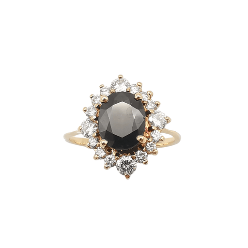 Ring 55 Marguerite Ring Yellow Gold Sapphire and Diamonds 58 Facettes