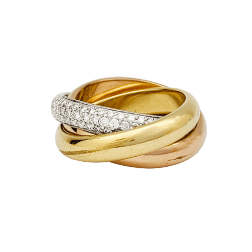 Bague 48 Cartier Trinity - Bague classique en trois ors et diamants 58 Facettes 32387