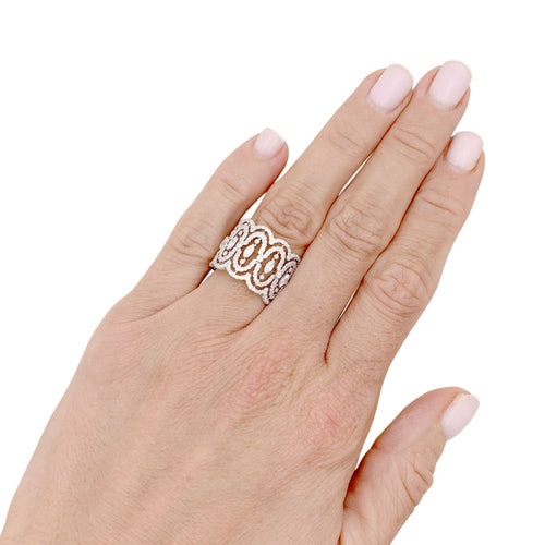 Bague 52 Messika Arabesque - Bague bandeau en or blanc sertie de diamants 58 Facettes 34952