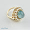 Bague 53.5 Bague vintage en or jaune 14 carats avec aquamarine et perles 58 Facettes 1996
