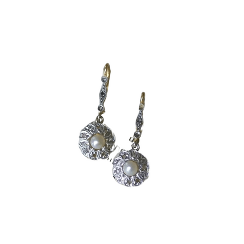 Boucles d'oreilles Boucles d'oreilles Art Deco Perles et Diamants 58 Facettes
