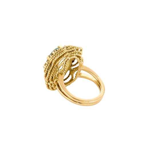 Bague 51 Bague motif floral en or jaune 18k, aigue-marine et diamants 58 Facettes BO/240027