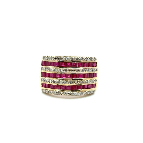 Bague 55 Bague vintage en or jaune, diamants et rubis 58 Facettes 50358