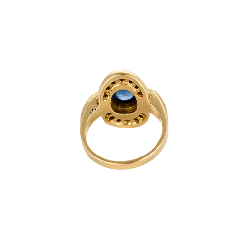 Bague 52 Bague sertie d’un saphir cabochon en or jaune et diamants 58 Facettes BO/240028/