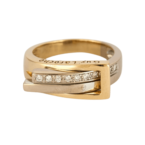 Bague 52 GUY LAROCHE- Bague 2 ors,  jaune et blanc et diamants 58 Facettes DV1488-1-52-1