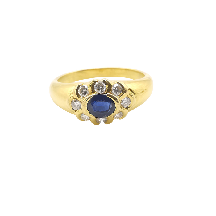 Bague 54 Bague or jaune saphir et diamants 58 Facettes