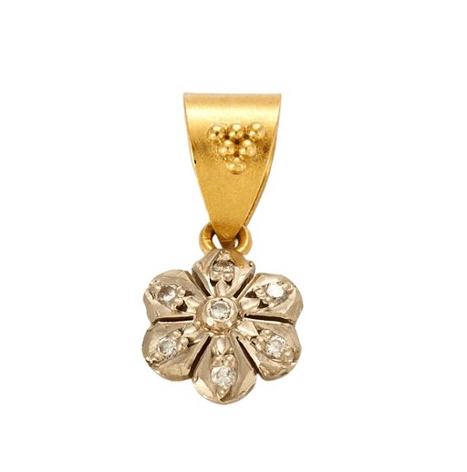 Pendant "Flower" pendant in yellow gold and white gold and small diamonds 58 Facettes DV0492-4
