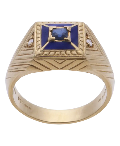 Bague 71 Fabergé Étoile Polaire - Chevalière en or jaune 18K saphir et diamants 58 Facettes BO200010/ETOILEPOLAIREFABERGE