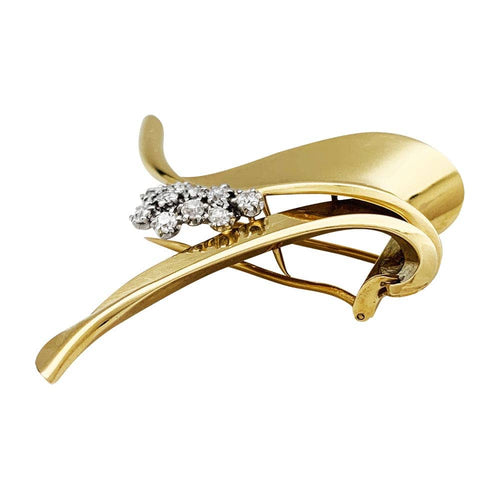 Broche Fontana - Broche en or jaune 750/000 et platine 950/000 avec diamants 58 Facettes 30245